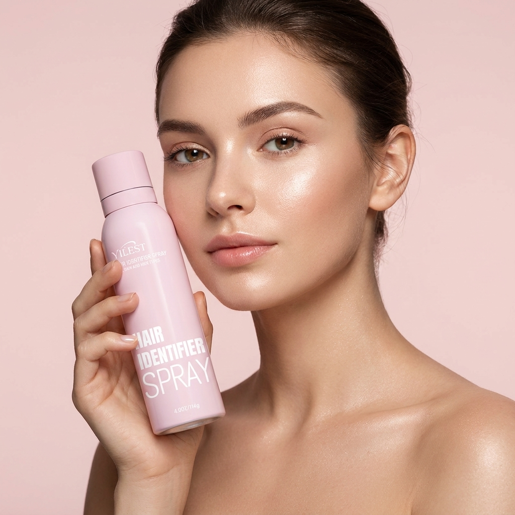 Mujer con piel radiante sosteniendo el Glow Spray